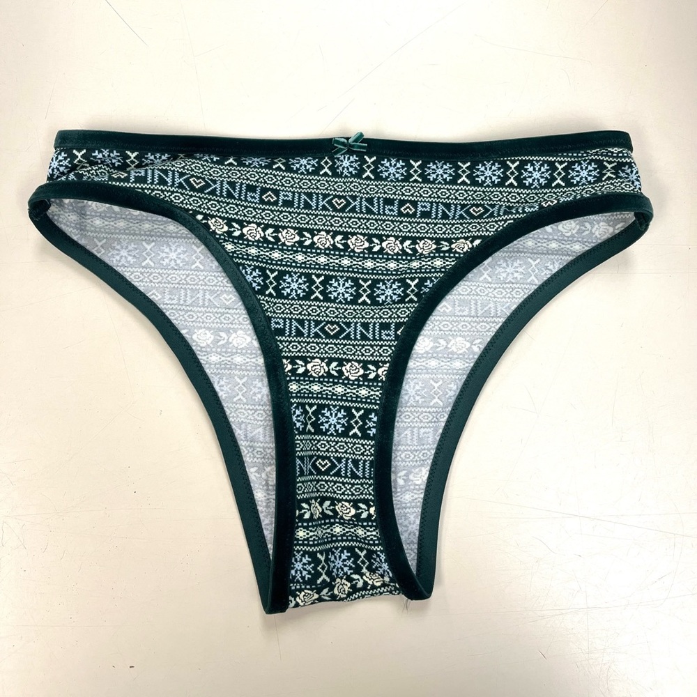 NWT: Victoria's Secret PINK Green Velvet Panties, Size S